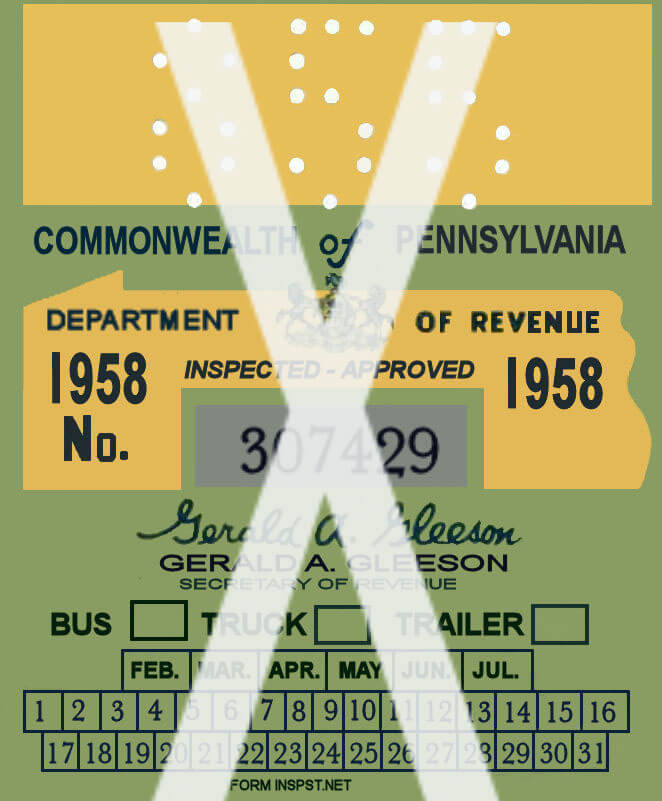 (image for) 1958 Pennsylvania TRUCK Inspection Sticker